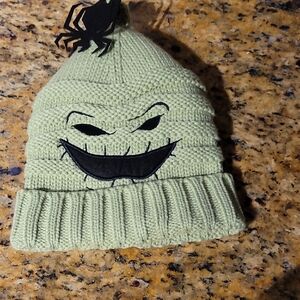 Disney Green Knit Hat with Black Spider Design
